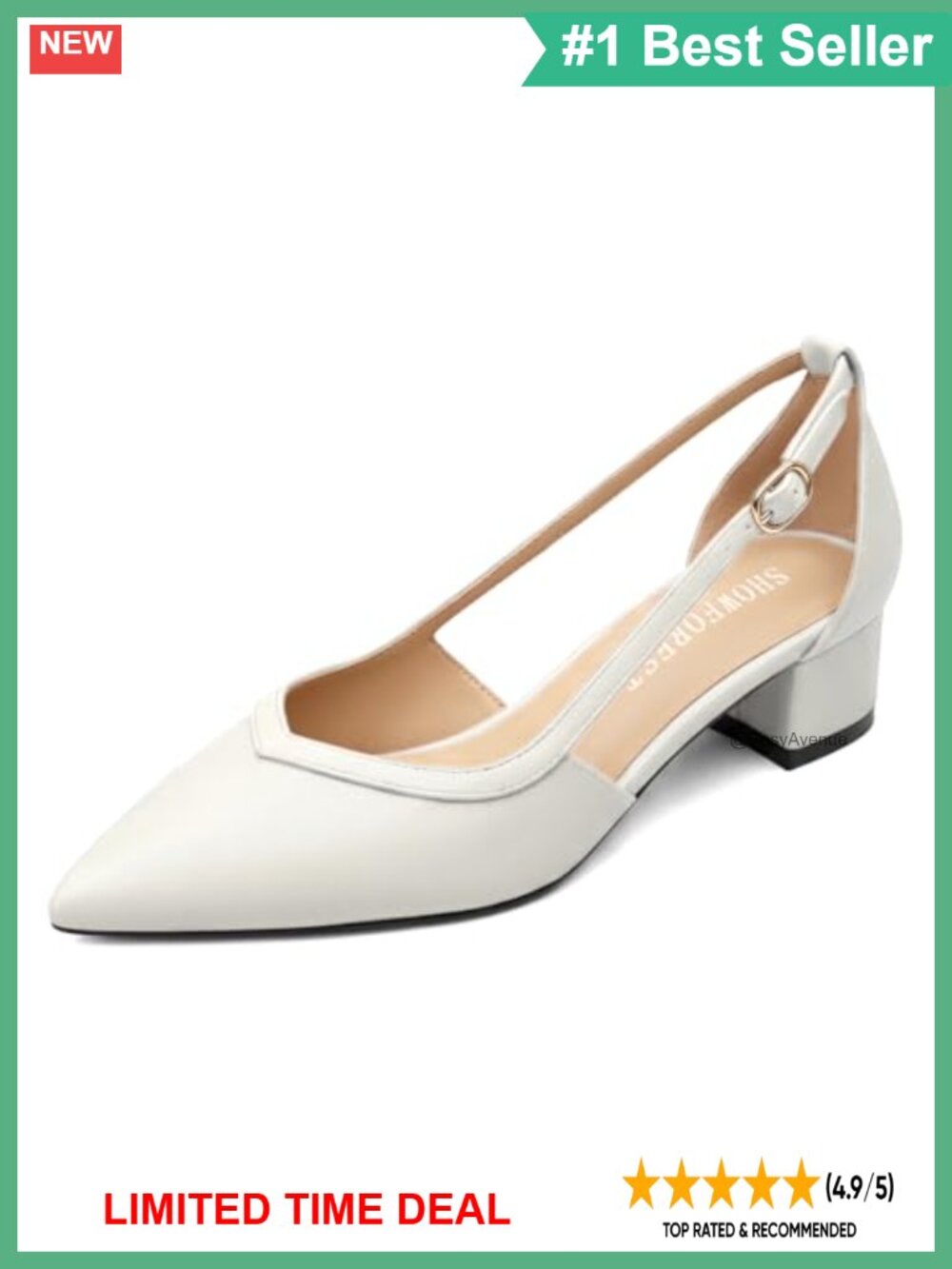 Women's Pointed Toe Low Chunky Heel Cut Out Dress Pumps 1.5 Inch Heels